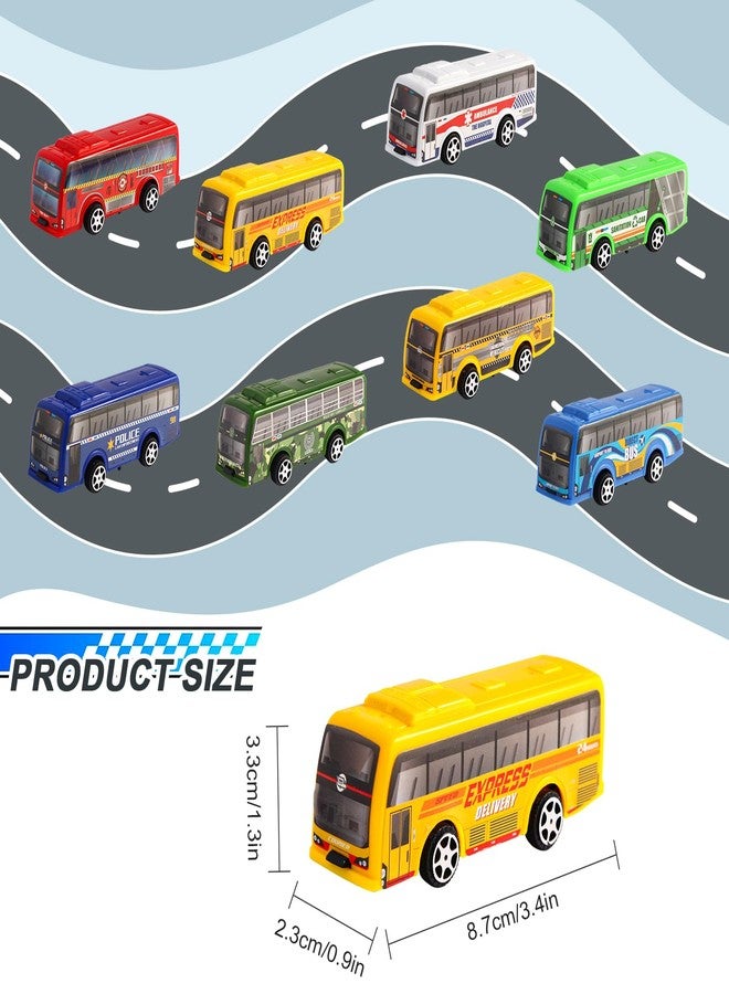 HSMQ 16 Pcs Pull Back City Bus Vehicles Toys Set, Mini Pull Back Cars for Kids Toddlers, Friction Powered Racing Vehicles Bulk Toys, Party Favors Goodie Bags Stuffers Pinata Fillers for Boys Girls - Image 2